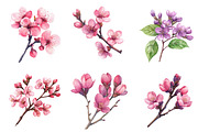 Spring Redbud Flower Clipart, an Illustration by SinaCreation (Thumbnail 2 of 5)