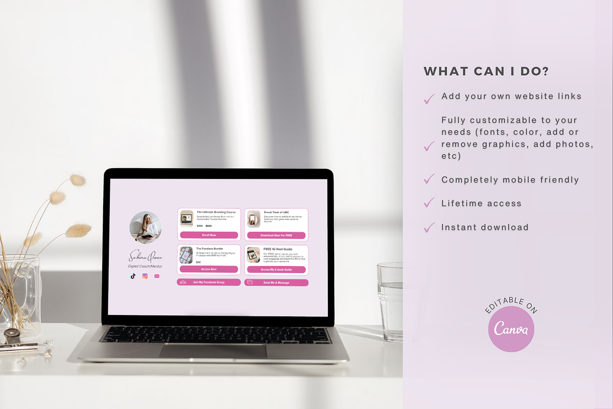 Pink Canva Stan Store Link In Bio, a Landing Page Template by GlamWebDesigns (Photo 3 of 5)