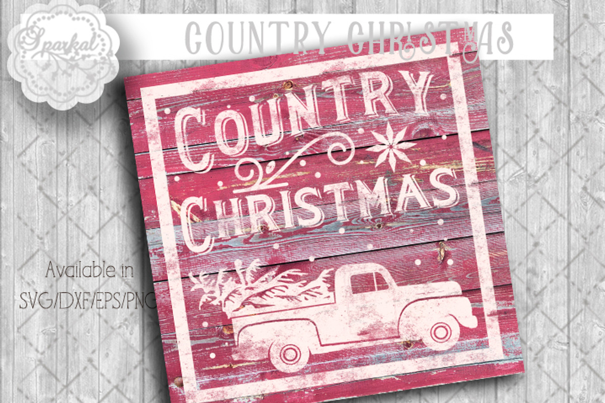 Vintage Country Christmas Cut Design, an Illustration by SparkalDesigns (Photo 3 of 4)