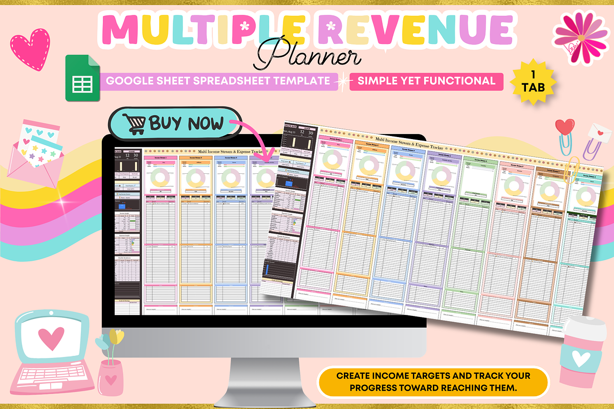 Multiple Revenue Planner Spreadsheet, a Stationery Template by bellaROSEworkshop (Photo 5 of 5)