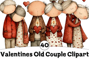 Valentines Old Couple Clipart, an Illustration by Design Market