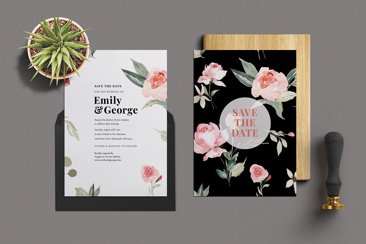 Watercolour Floral Wedding Suite, an Invitation Template by Azka Creative (Photo 8 of 9)