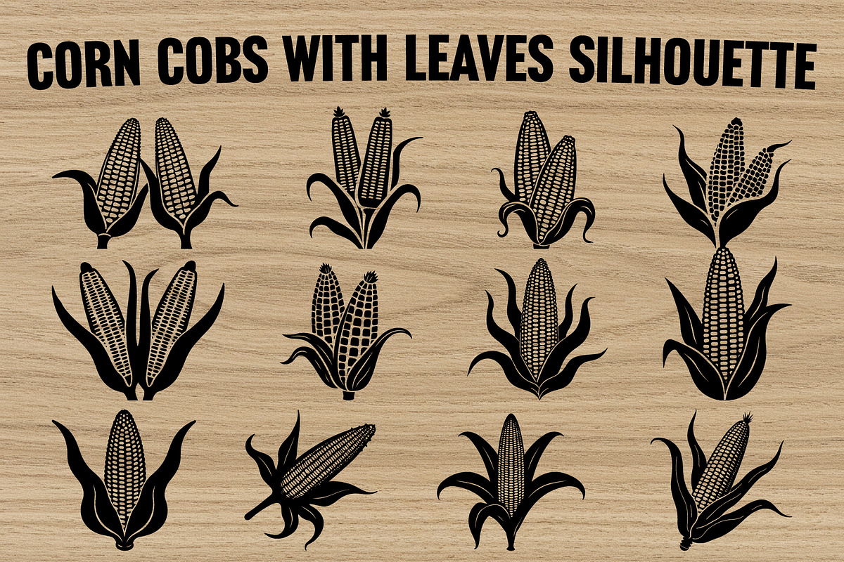 Harvest Corn Cob Black Vector, an Illustration by Gfx_Store
