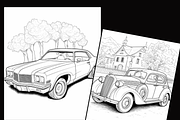 Vintage Classic Cars Coloring Pages, an Illustration by Sourcedigi (Thumbnail 3 of 3)