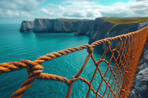 View of coastal cliffs and tranquil, a Photo by Tanuart