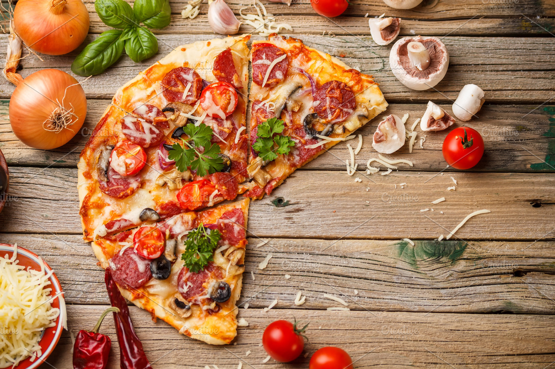 Tasty Pizza Featuring Pizza Pepperoni And Slices