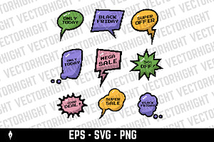 Set of mosaic vintage talk bubbles., a Background Graphic by Vectorhight