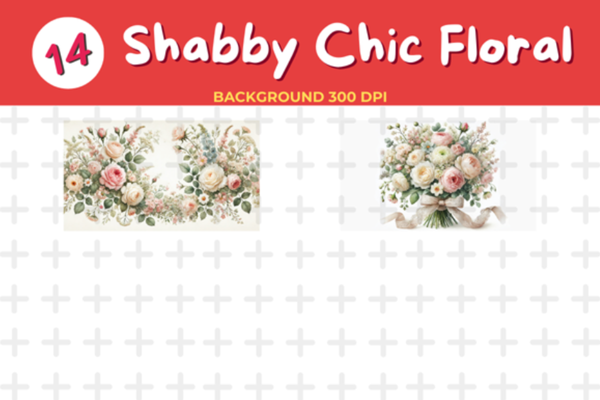 Watercolor Shabby Chic Floral Backgr, an Education Illustration by John_Walker (Photo 5 of 5)