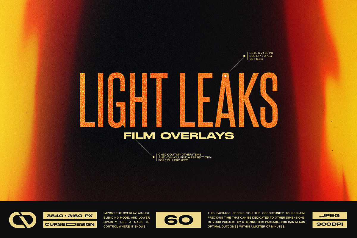 Light Leaks Film Overlays, a Texture Graphic by Cursedesign (Photo 1 of 6)