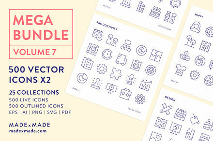 Mega Bundle Vol 7 Line Icons, an Outline Icon by Made by Made