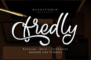 Fredly, a Script Font by Olexstudio (Thumbnail 1 of 7)