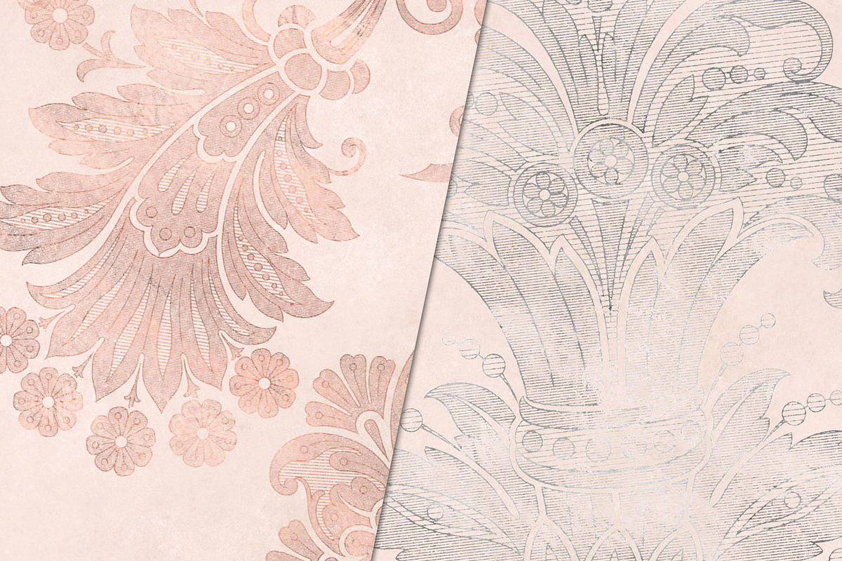 Blush Floral Velvet Patterns, a Pattern Graphic by Digital Curio