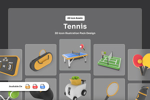 Tennis 3D Icons - Rallya, a Sport Illustration by twinstd