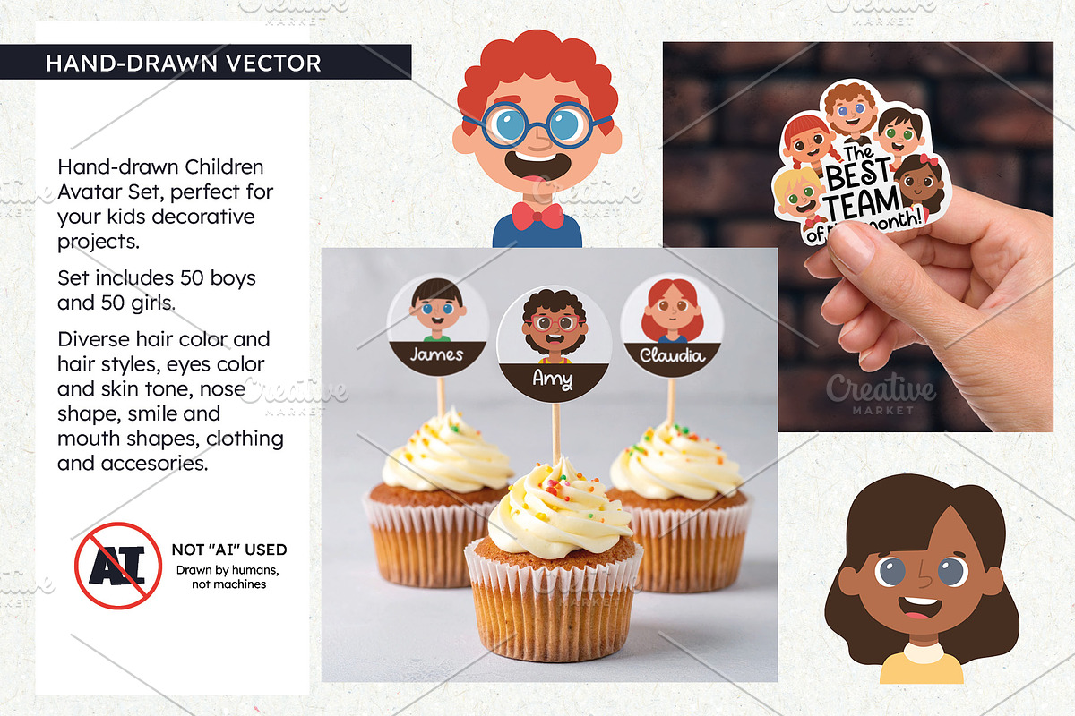 Children Avatar Set, an Emoji Icon by insemar (Photo 2 of 4)
