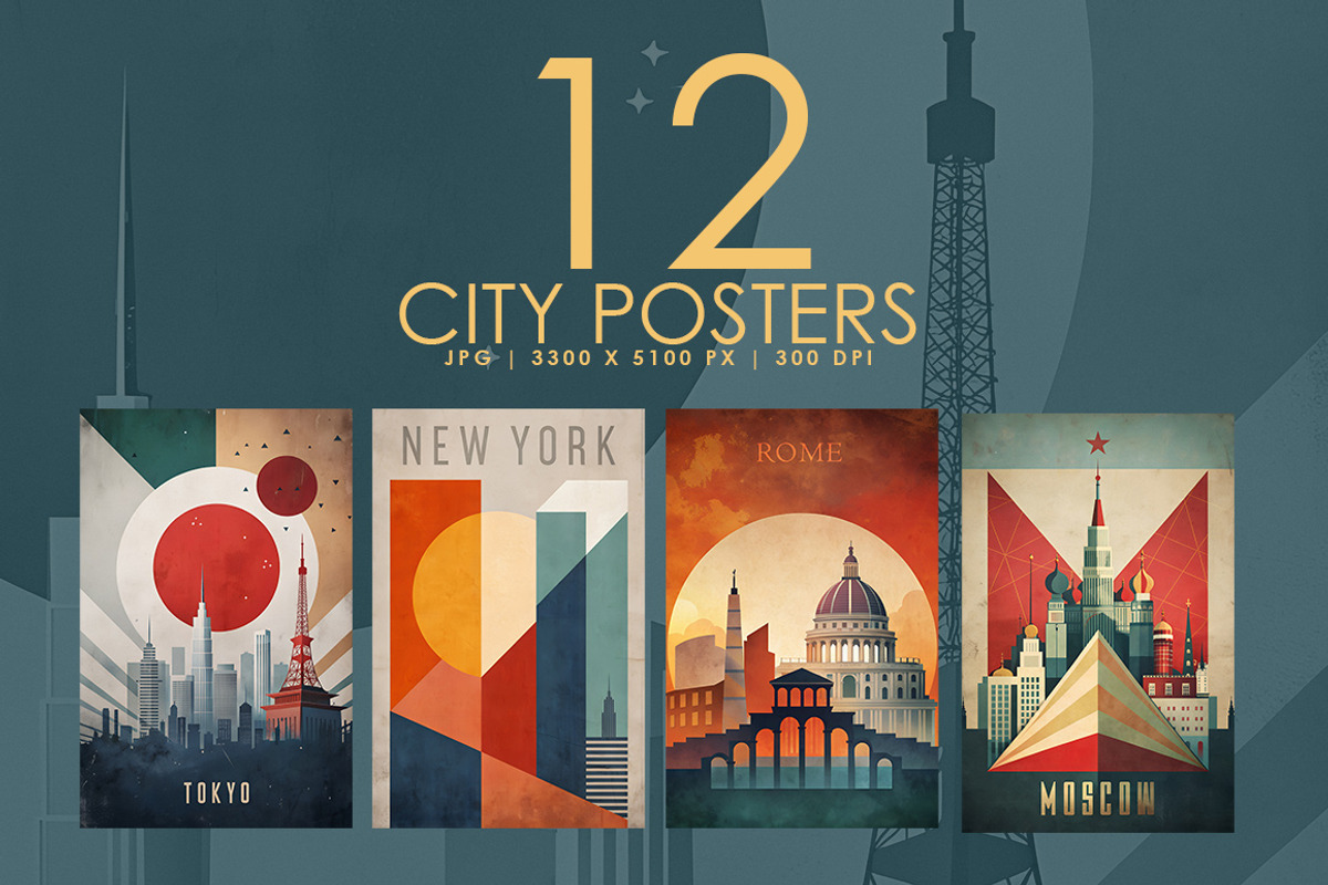 City Posters - 01, a Decorative Illustration by Digital Art Creations (Photo 2 of 8)