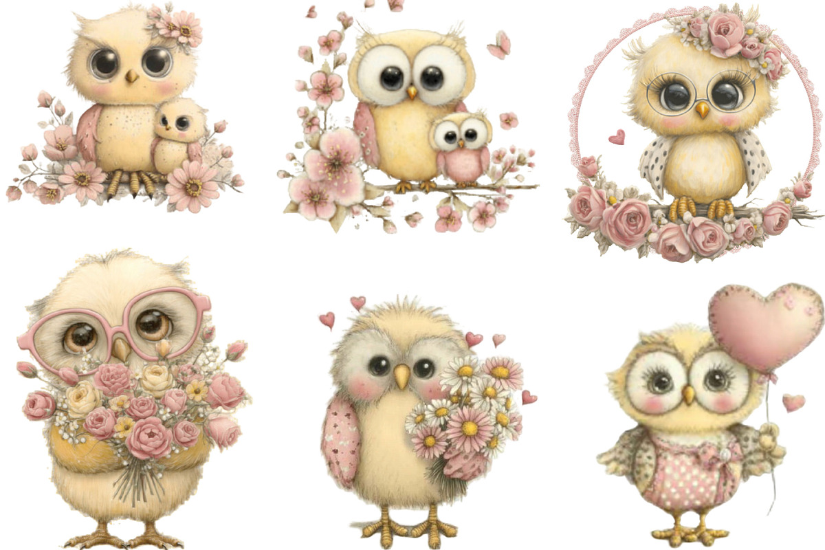 Whimsical Mother's Day Owl Clipart, an Illustration by Designking (Photo 3 of 5)