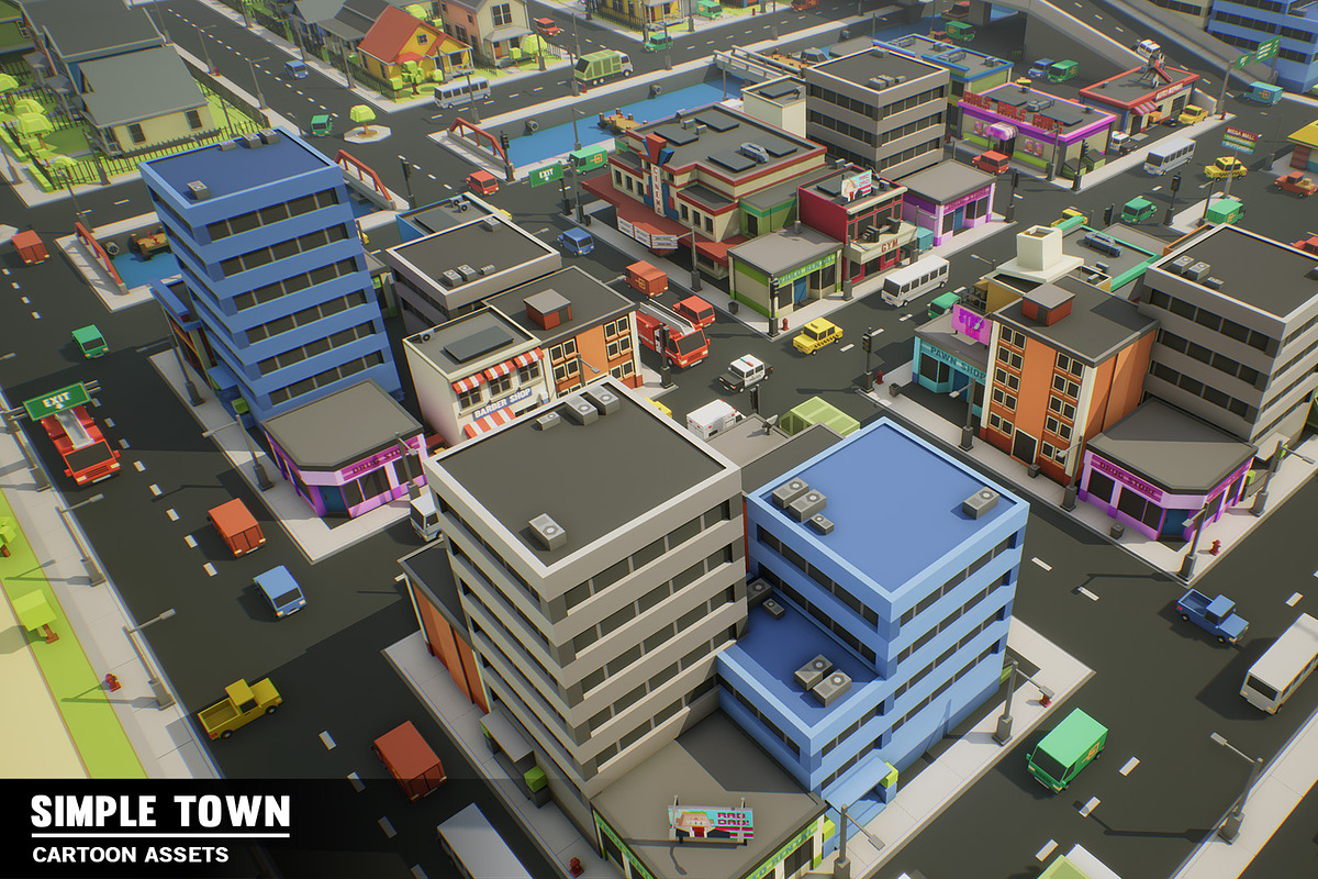 Simple Town - Cartoon City Assets, an Environmental 3D Model by Simple Assets (Photo 6 of 13)