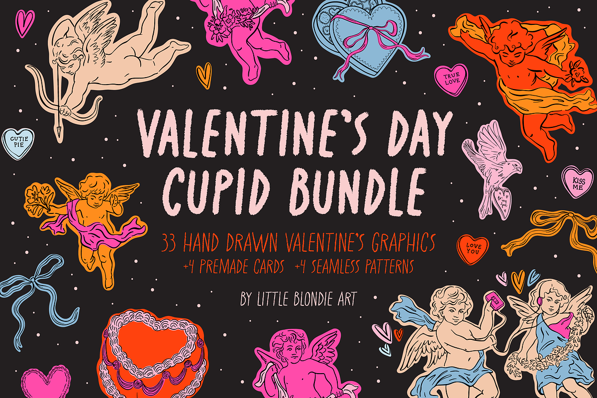 Valentine's Day Cupid Bundle, a Decorative Illustration by Little Blondie Art (Photo 1 of 8)