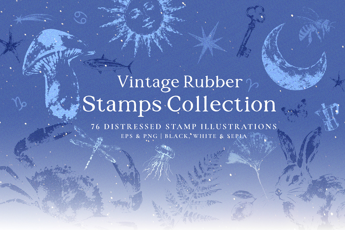 Vintage Rubber Stamps Clip Art Set, an Object Graphic by Paper Flowers Studio (Photo 1 of 7)