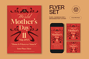 Red Vintage Mother's Day Flyer Set, a Flyer Template by graphicook (Thumbnail 1 of 3)