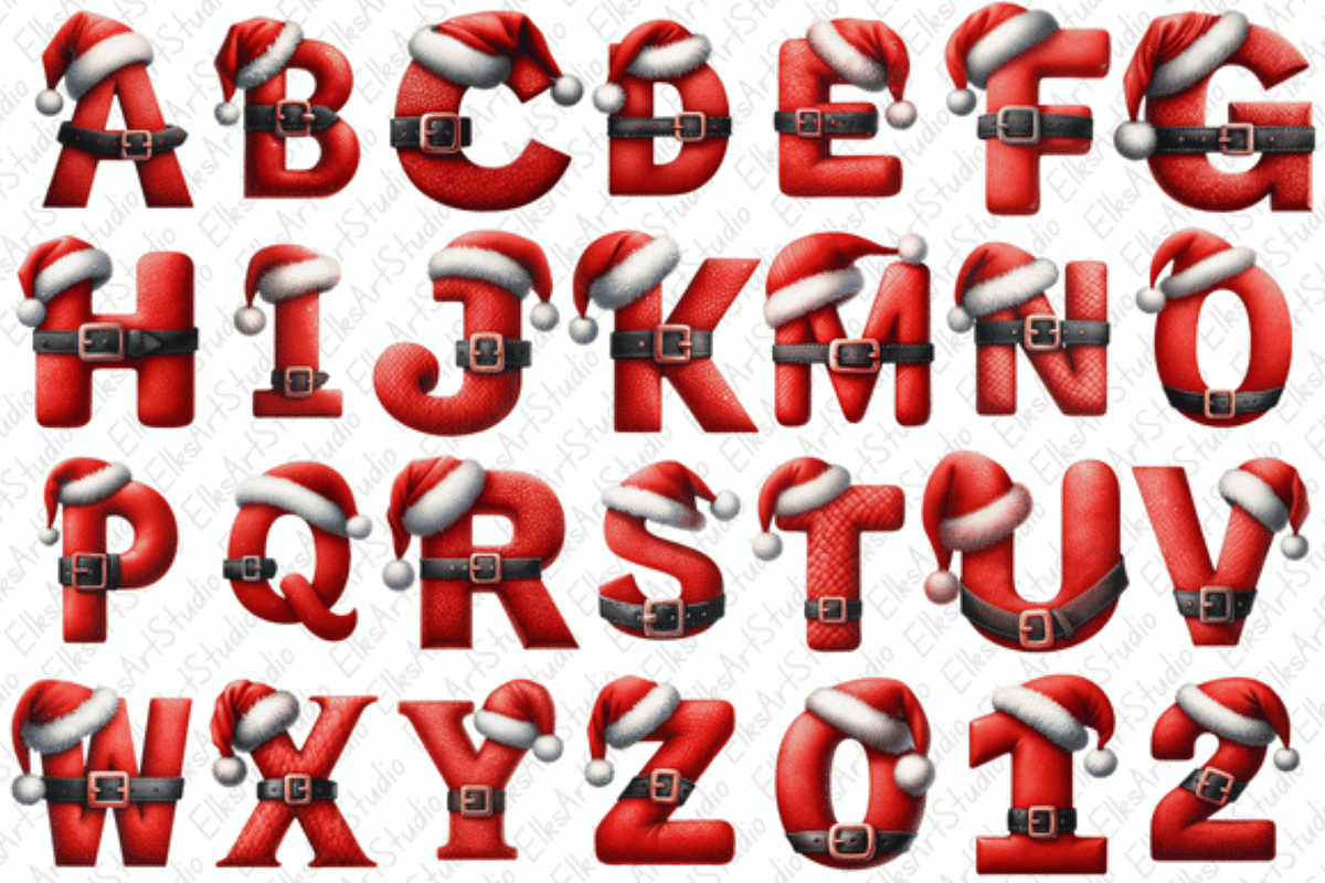 Christmas Santa Alphabet Clipart, a Decorative Illustration by Dizzy Art Studio (Photo 1 of 2)