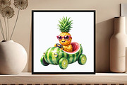 Summer Pineapple Car Clipart, an Illustration by DreamCafeArt (Thumbnail 4 of 7)