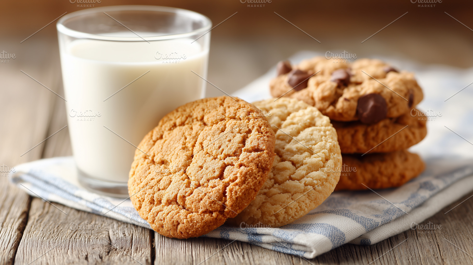 Homemade cookies served with a glass, a Food & Drink Photo by MistyDay