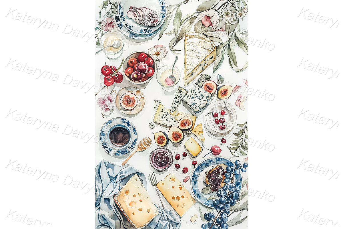 Watercolor food vertical background, a Background Graphic by Bubert Art (Photo 3 of 10)