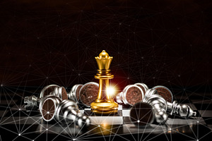 gold queen chess surrounded by a num