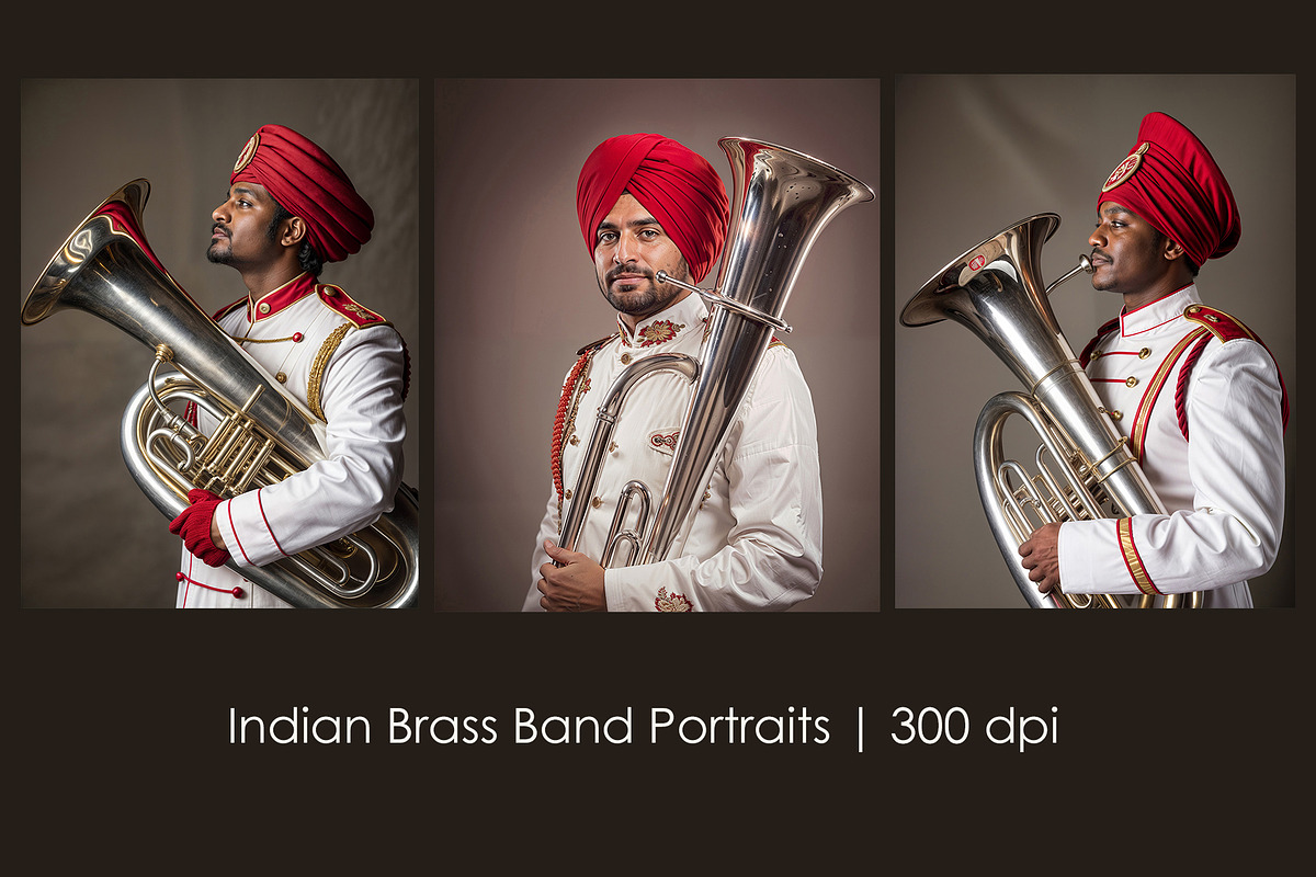 Indian Brass Band Portraits, a Person Illustration by StockVerse Creative (Photo 1 of 4)
