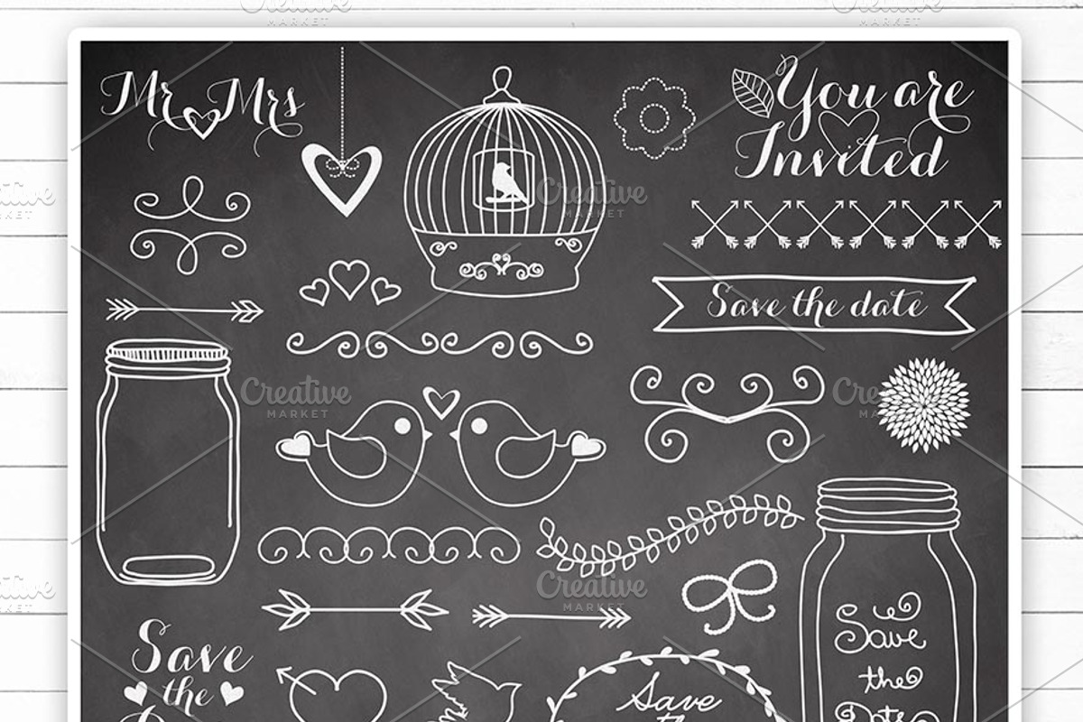 Chalkboard wedding clipart