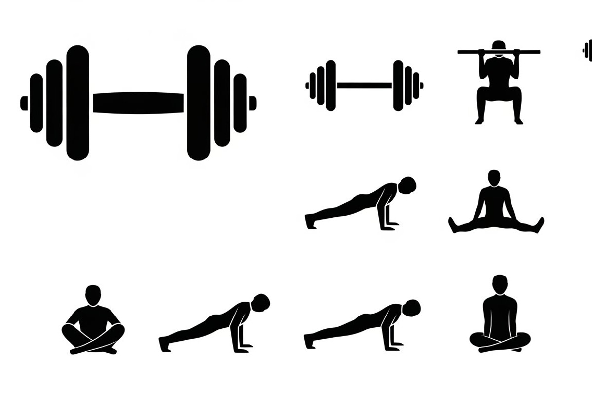 Fitness Workout Silhouette Icon Set, an Illustration by musafir_fashion (Photo 6 of 51)