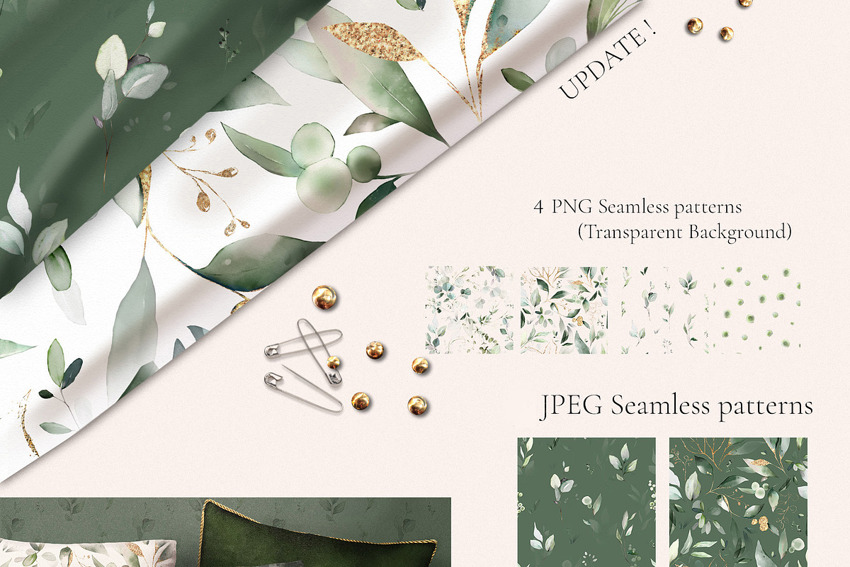 Green watercolor herbs, leaves, a Decorative Illustration by Lisima (Photo 15 of 19)