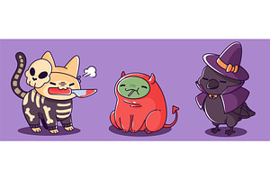 Kawaii Halloween character set, an Animal Illustration by art PVP - market