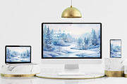 Watercolor Winter Scenes, a Seasonal Illustration by Sunny Jar Designs (Thumbnail 6 of 6)