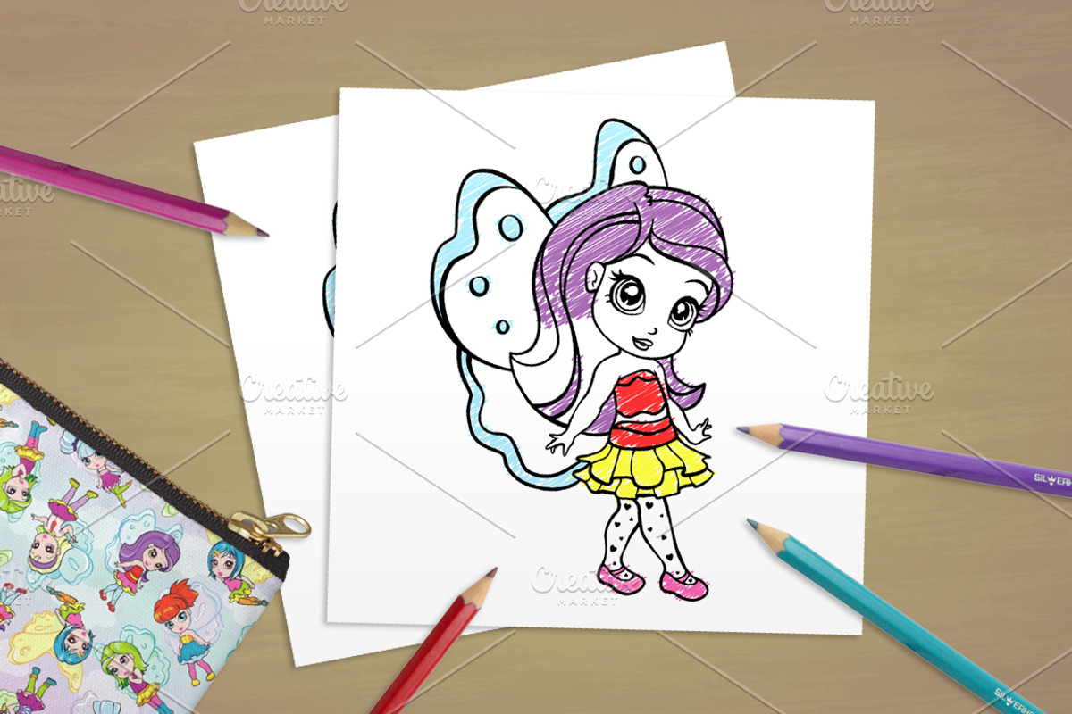 Cartoon fairies set, an Illustration by SunnyWS (Photo 6 of 8)