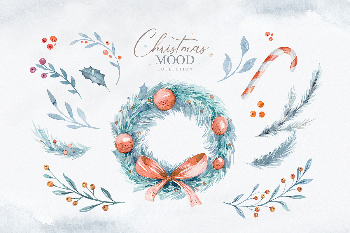 Christmas mood watercolor set, an Animal Illustration by Peace ART (Photo 5 of 11)