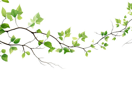 Branch with green leaves on white background, a Nature Photo by AlyaAnd