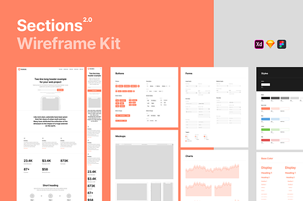 Sections Wireframe Kit 2.0, a Wireframe Template by Pixsellz
