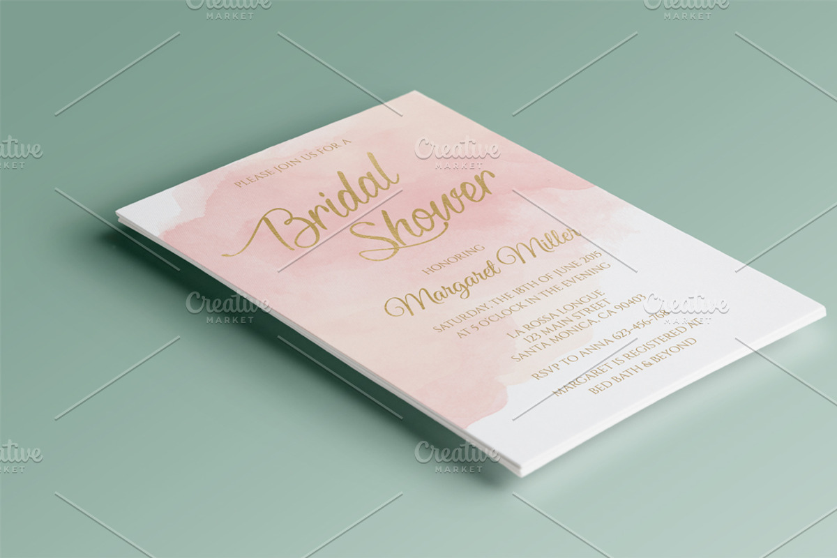 Pink watercolor bridal shower, an Invitation Template by annago (Photo 2 of 2)
