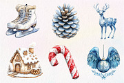 Silver Christmas Watercolor Clipart, an Illustration by Dream Creation (Thumbnail 5 of 7)