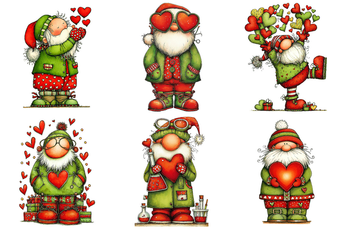 Quirky Valentine Santa Clipart, an Illustration by Craft Nest (Photo 3 of 8)