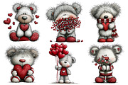 Valentine Teddy Clipart, an Illustration by Pixels.Craft (Thumbnail 5 of 5)