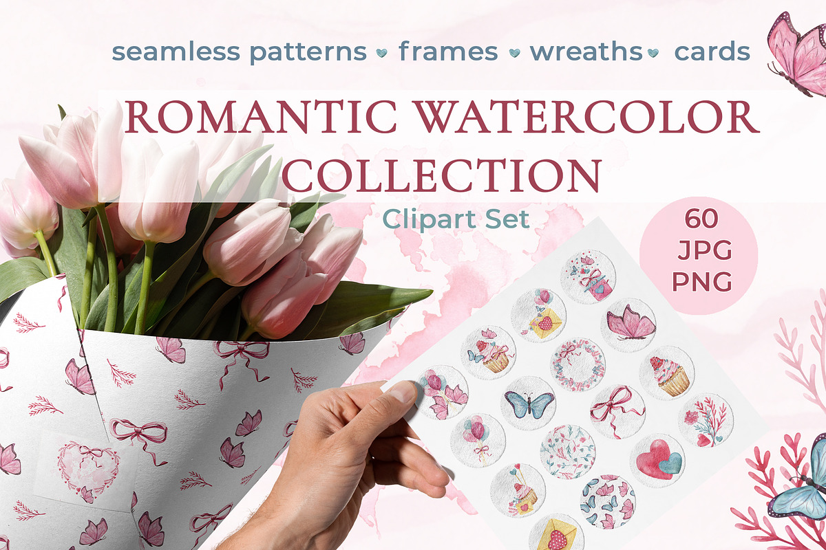 Romantic Watercolor Clipart set, a Decorative Illustration by WatercolorElena (Photo 1 of 11)