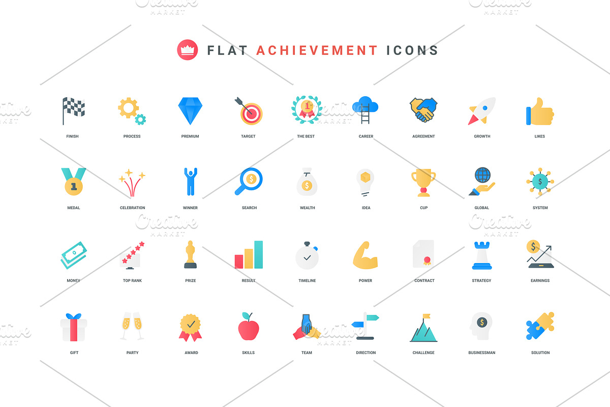 Business achievement success icons, an Object Illustration by Lemberg Vector
