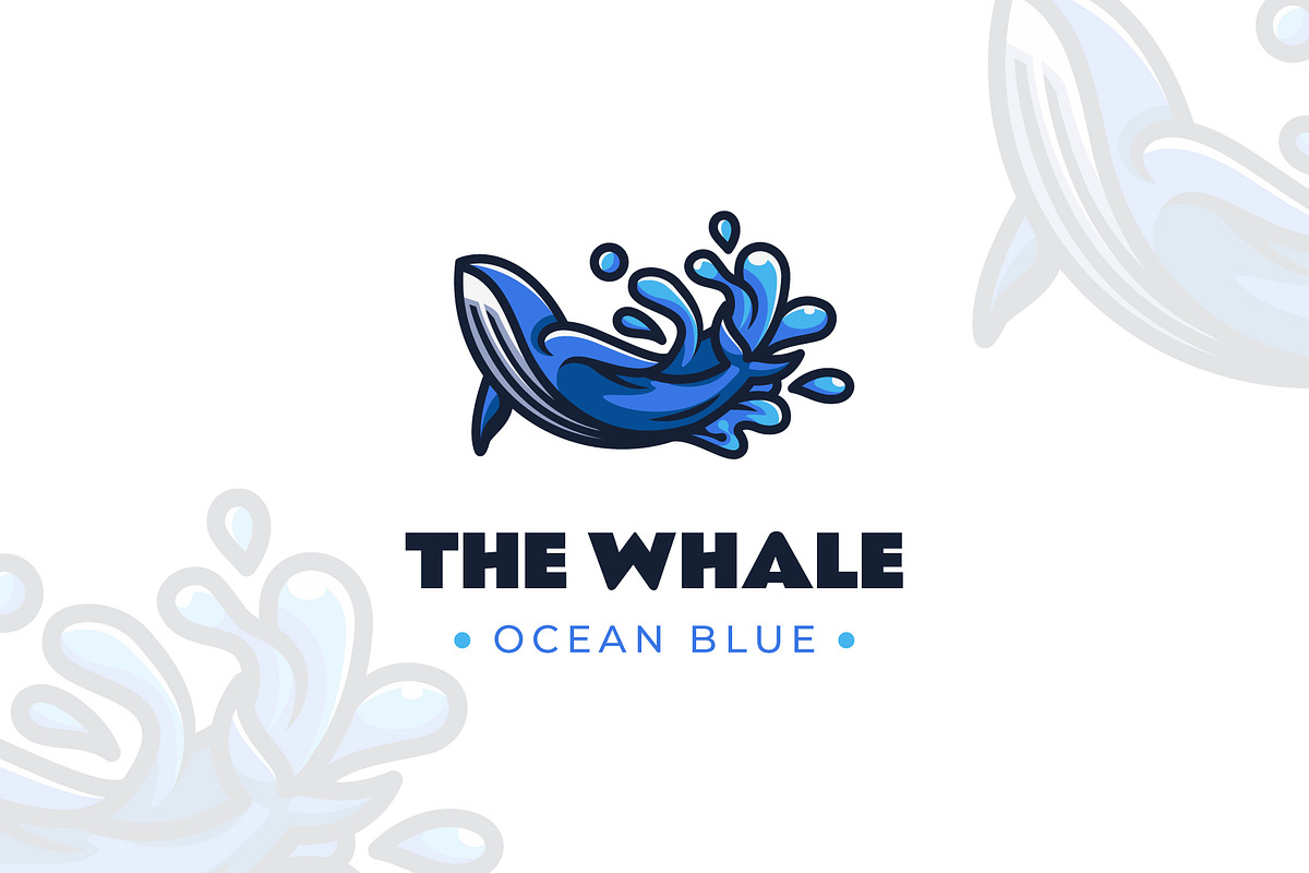 Whale Swimming mascot Logo design, a Branding & Logo Template by Agung_cs