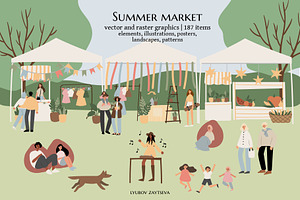 summer market clipart | svg png ai, a Seasonal Illustration by LyubovZaytseva