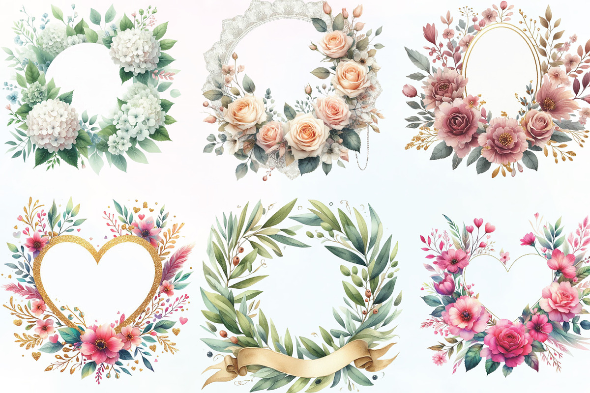 Wedding Photo Frames Clipart, an Illustration by CraftArtStudio (Photo 2 of 6)