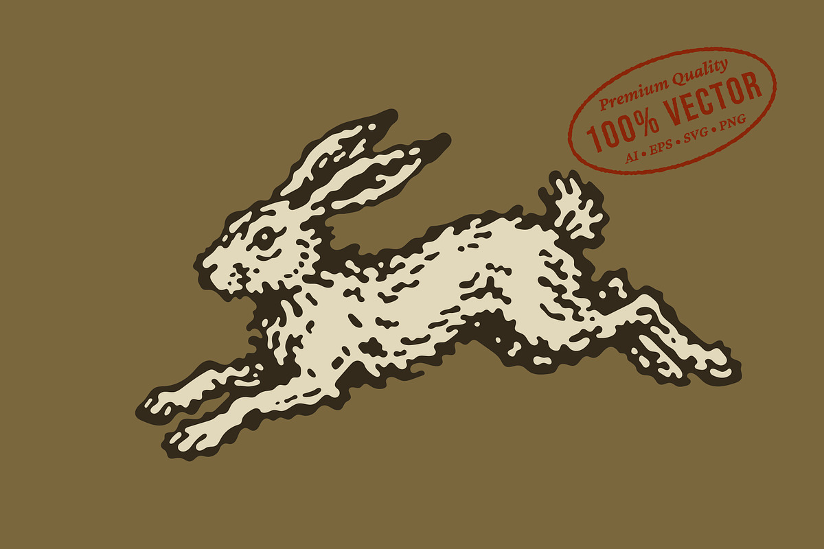 Retro illustration of a running hare, an Animal Illustration by lettett (Photo 1 of 3)