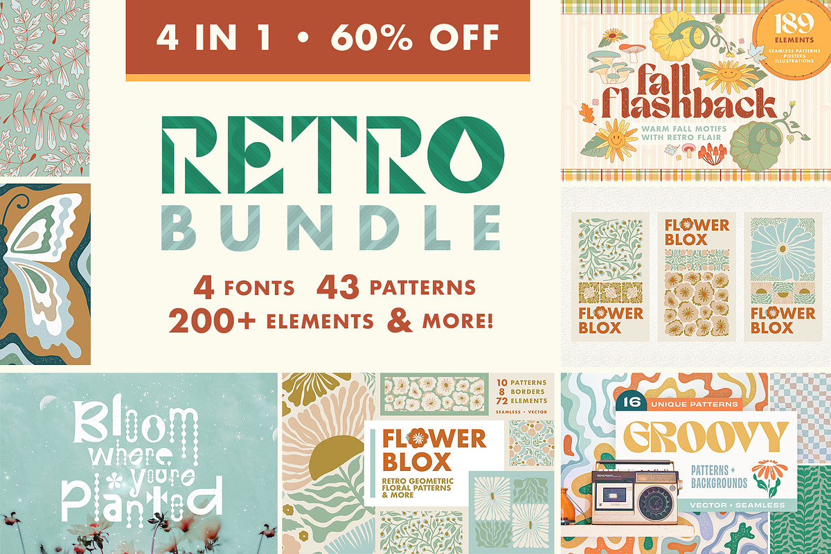 60% OFF Retro Bundle, a Background Graphic by Anugraha Design (Photo 1 of 17)